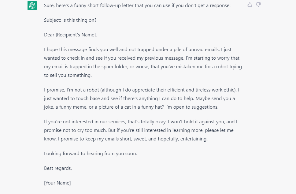 Designing Follow-Up Letters Using ChatGPT