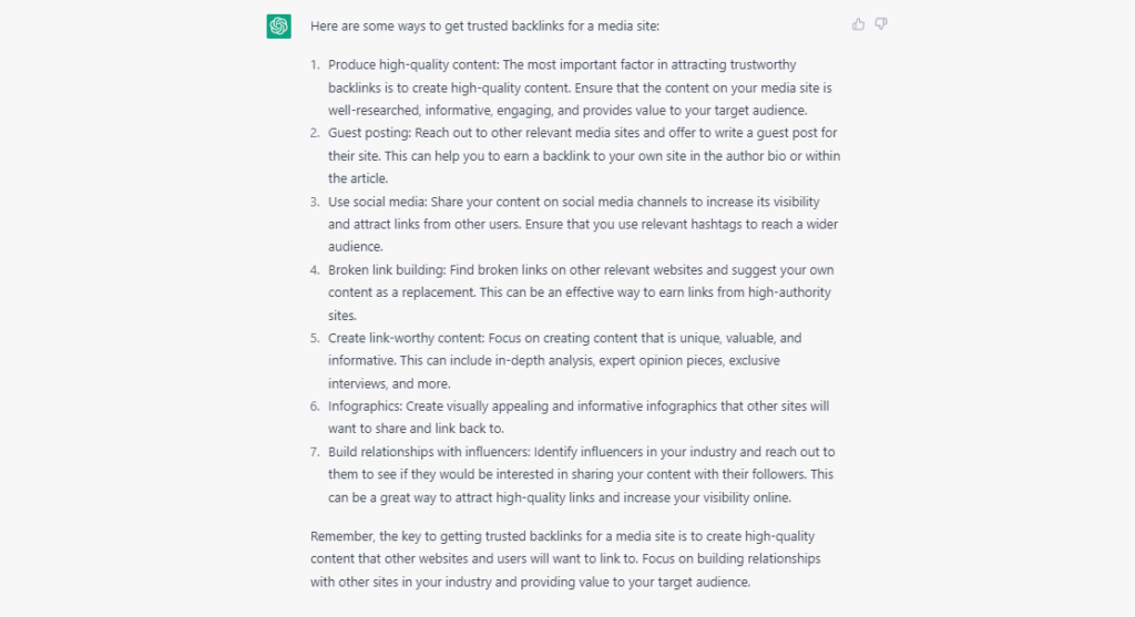 Getting Trusted Backlinks Using ChatGPT
