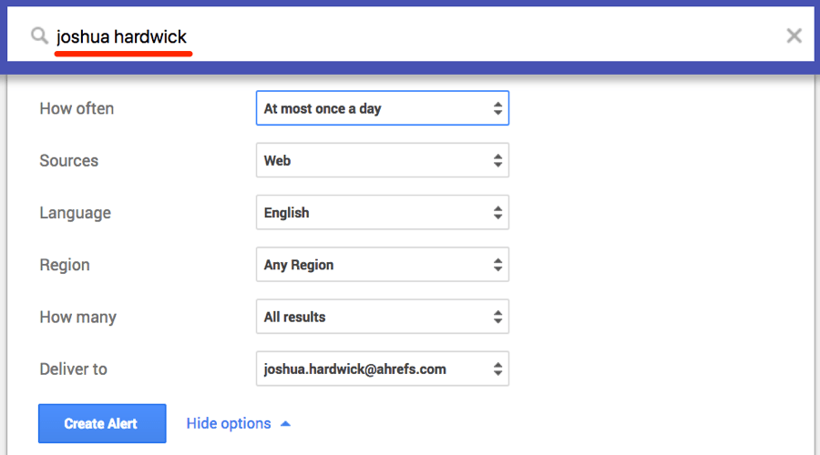 Set Up Google alerts