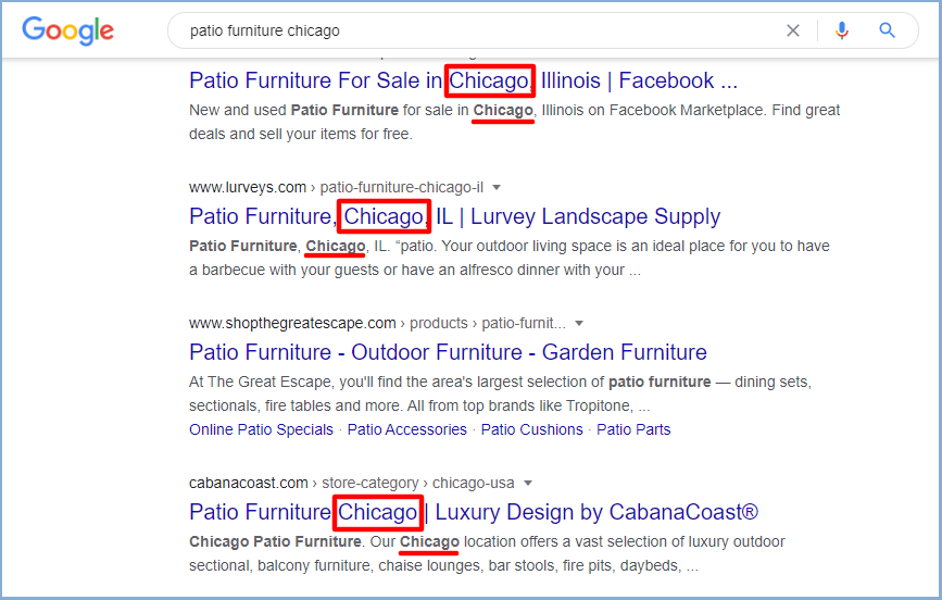 patio furniture Chicago