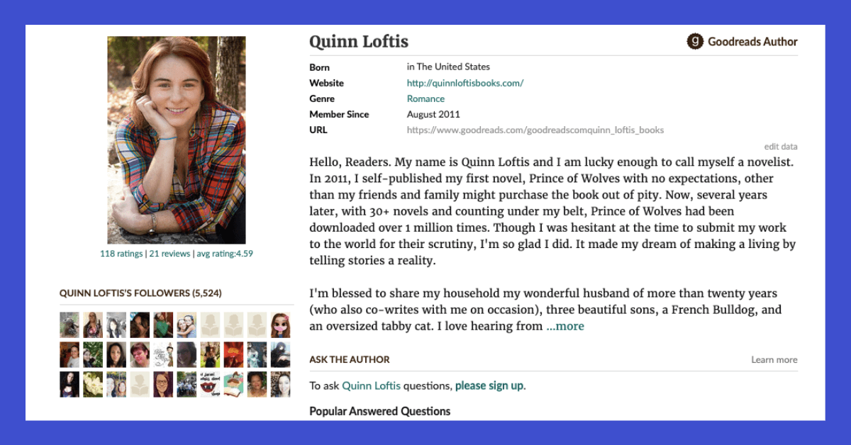 Author’s Bio or About Page