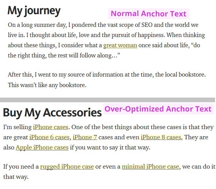 Don’t over-optimize your anchor texts