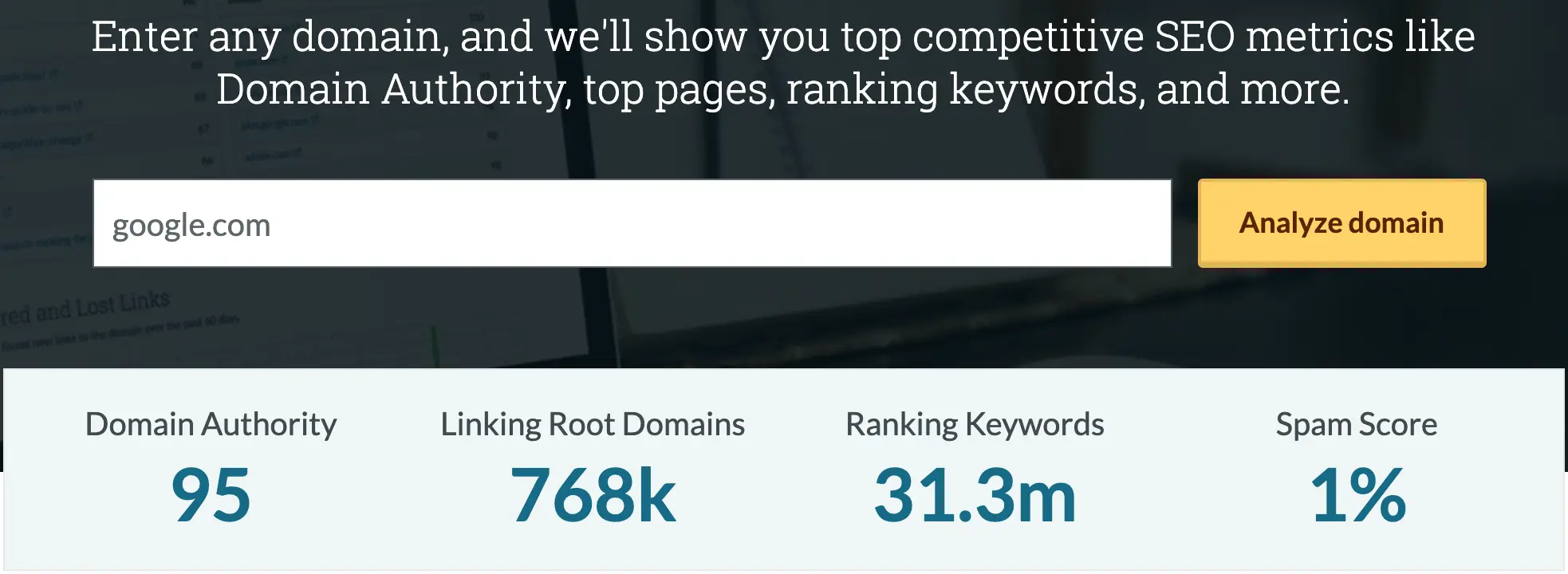 Moz Domain Authority Checker