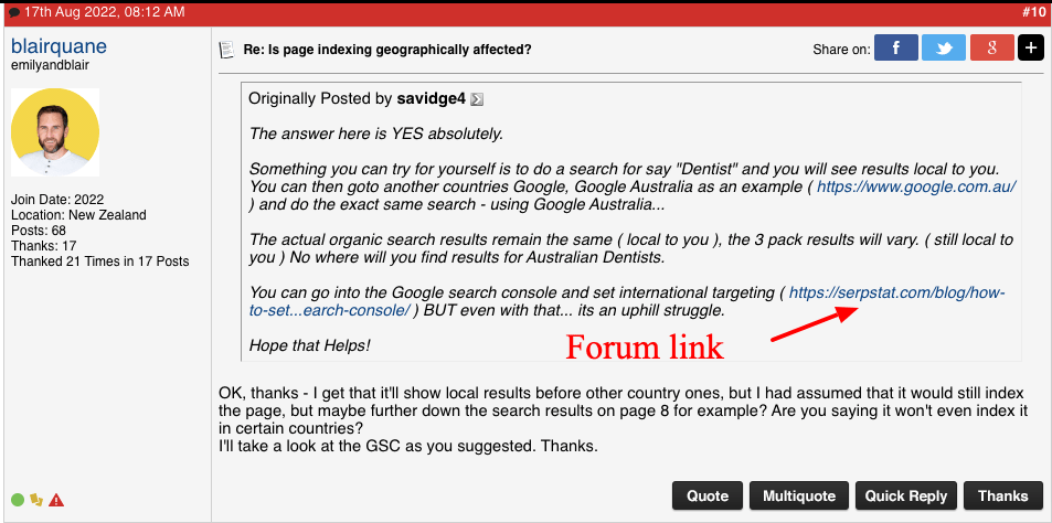 Spammy Forum and Directory Links