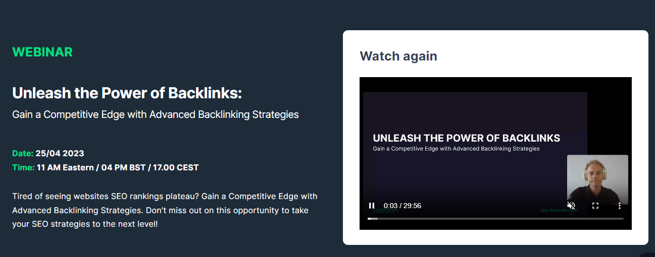 Webinar Backlinks