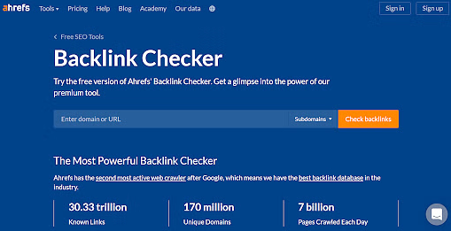 Ahrefs Backlinks Checker