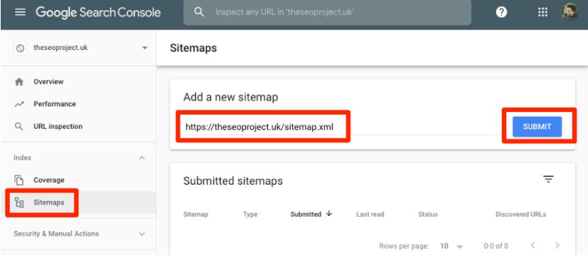 Submit URLs to Google Search Console